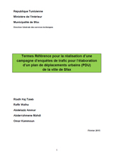 Termes de références - Campagne d’enquêtes de trafic pour l’élaboration d’un plan de déplacements urbains (PDU)